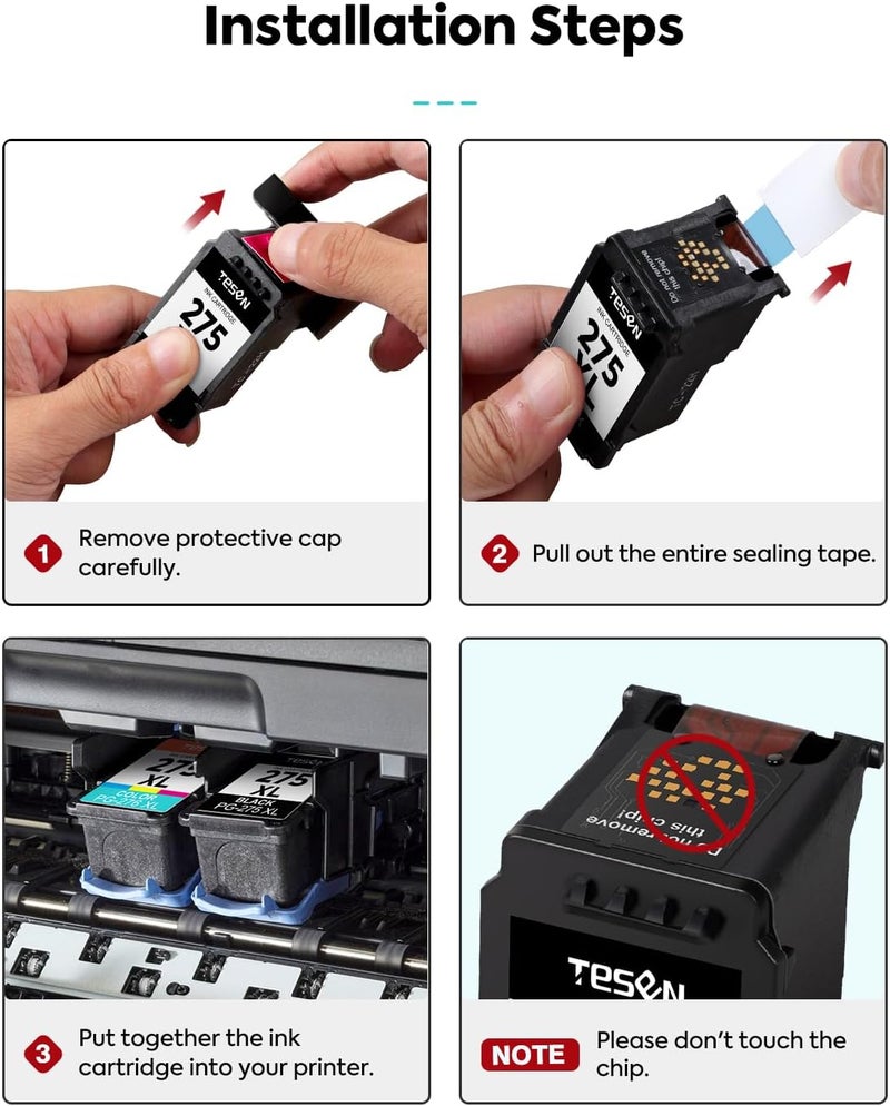 TESEN 275XL PG-275XL Black Ink Cartridges Remanufactured Replacement for Canon 275 275XL PG-275 PG275 XL Black High Yield for PIXMA TR4720 TS3522 TS3500 TR4700 TR4722 TS3720 Printer Ink Cartridge (1 Pack) - Image 4